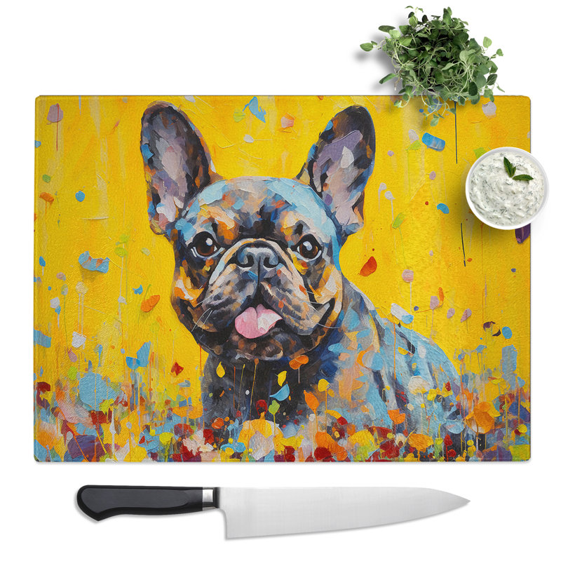 French Bulldog Expressionism  Glass Chopping Board
