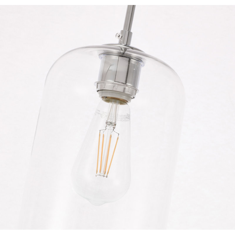 Luminaire suspendu pour îlot de cuisine 3 lumières Drinkard, Transparent, H 9,2 po x l 17,5 po x P 17,5 po, Chrome