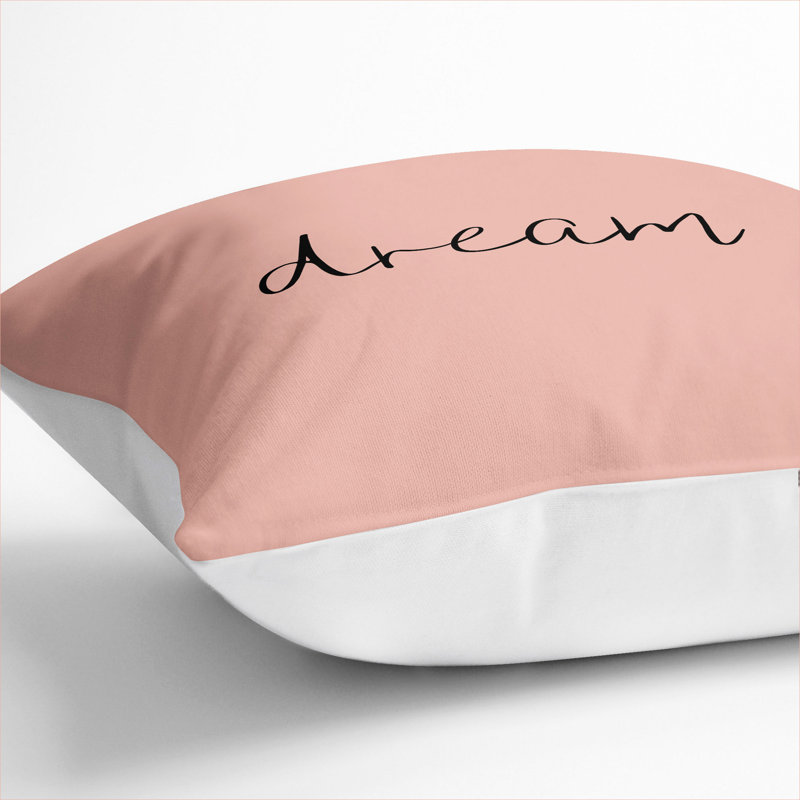 Dream Typography Square Throw Cushion, White, 40cm H x 40cm W x 15cm D