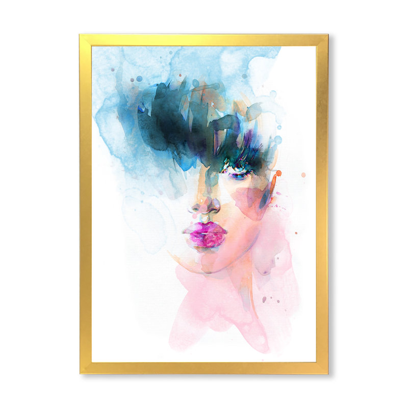 Portrait abstrait d'une femme dans des tons pastel - reproduction d'art sur toile glam, H 32 po x l 16 po x P 1 po