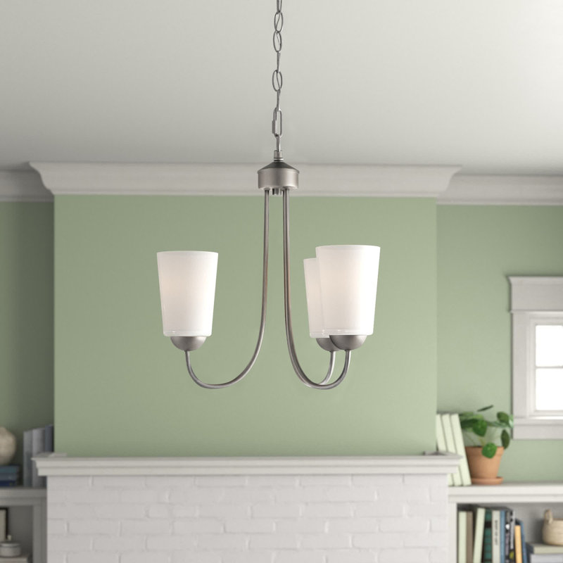 3 - Light Dimmable Classic / Traditional Chandelier, Satin Nickel 