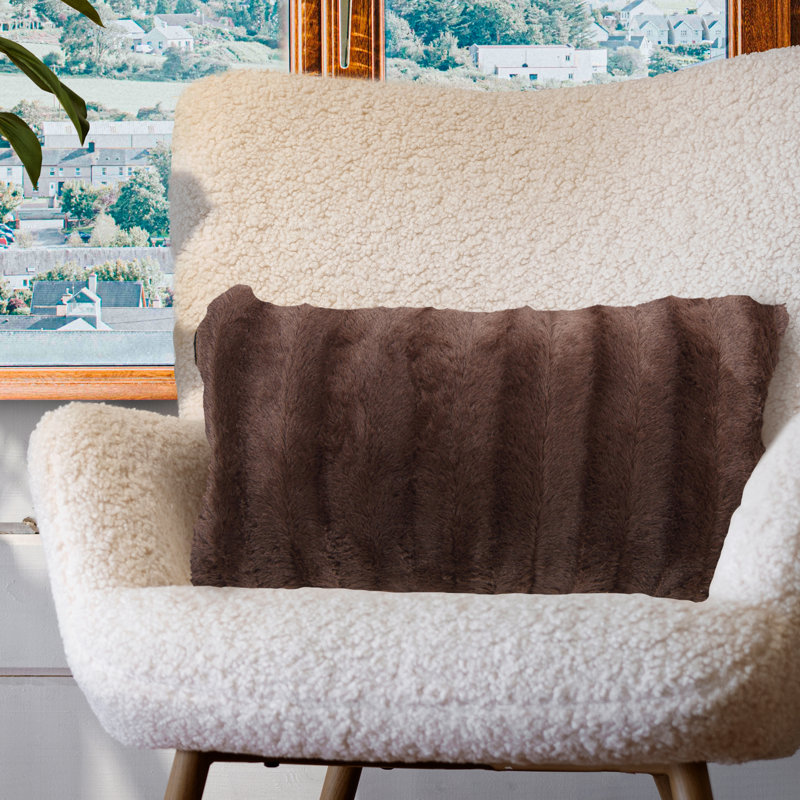 Tsuguko Faux Fur Pillow Cover, Brown