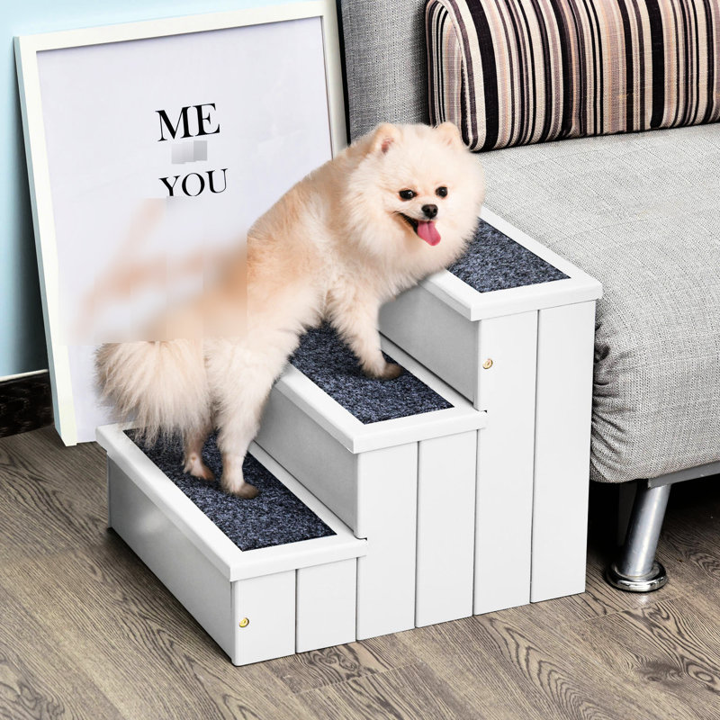 Rampe d'escalier blanche pour animaux 3 niveaux