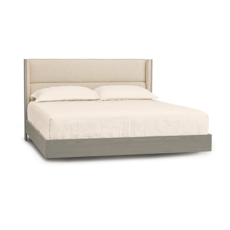Sloane Upholstered Wingback Bed, Weathered Oak, Brazil