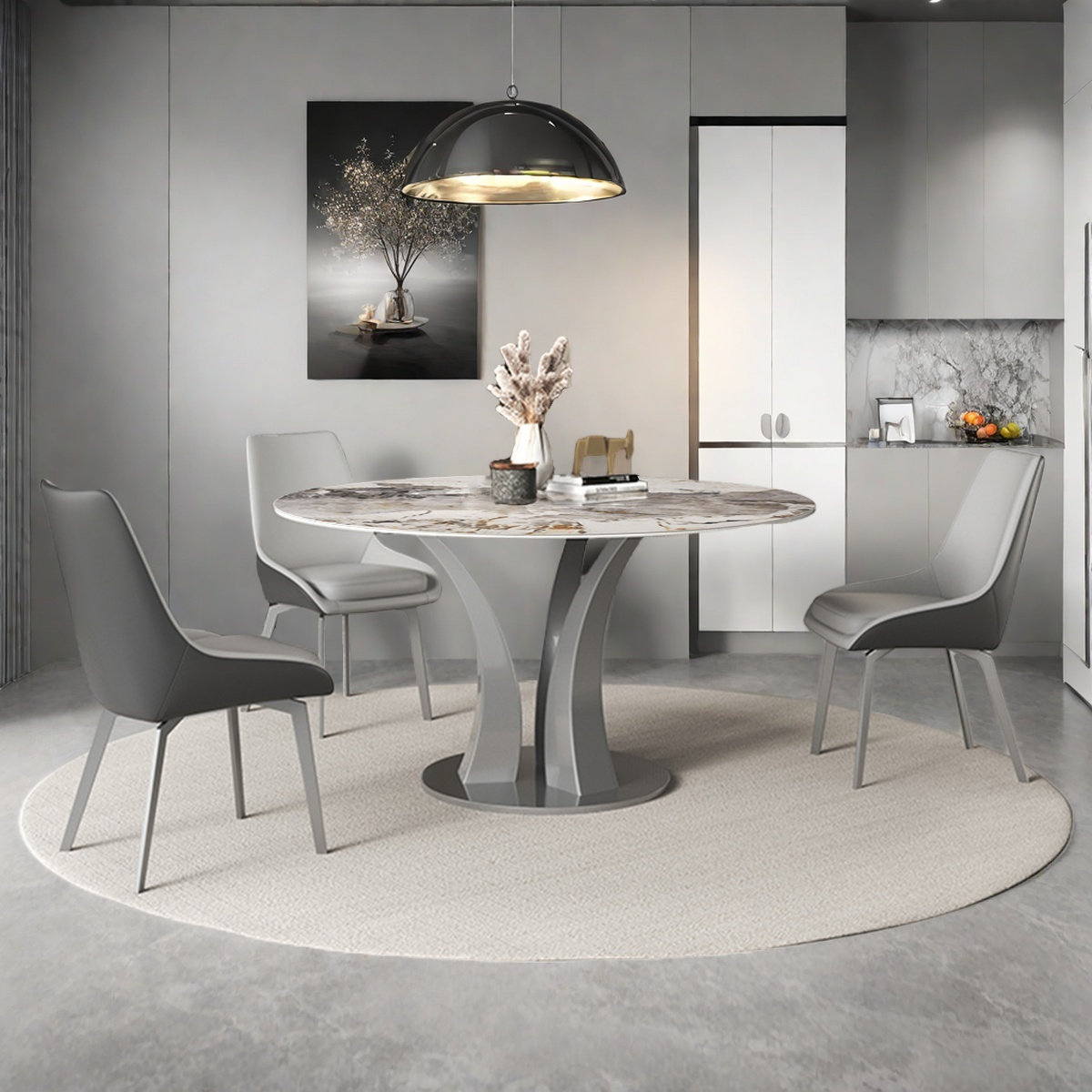 Orren Ellis Modern Round Light Sintered Stone Dining Table - Wayfair Canada