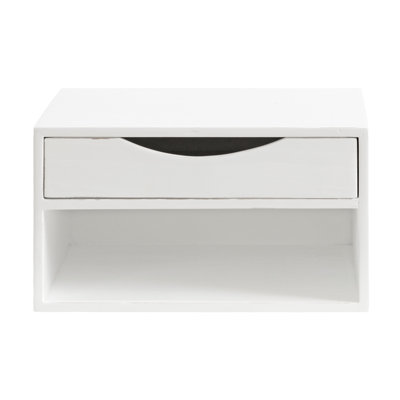 Adeana Poplar Solid Wood Floating Shelf with Drawer