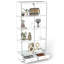 Vitrine moderne en verre avec DEL à 13 couleurs, 4 tablettes et 2 tiroirs pour un assemblage rapide avec lumières DEL blanches antiques et tablettes de porte