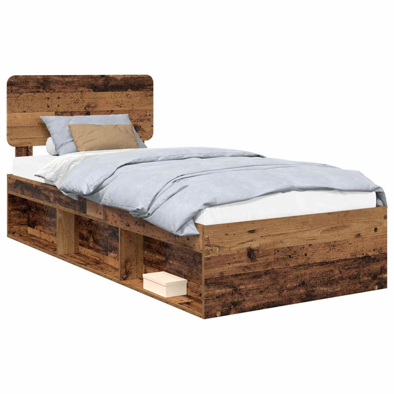 Solid Wood Bed, Old Wood, European Single (90 x 200 cm)