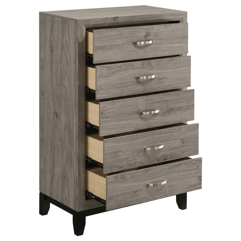 Commode de chambre à coucher à 5 tiroirs Albury Taupe clair