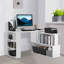 Bureau en L, bureau d'angle pour ordinateur, bureau pivotant à 360 degrés pour bureau à domicile avec étagères de rangement