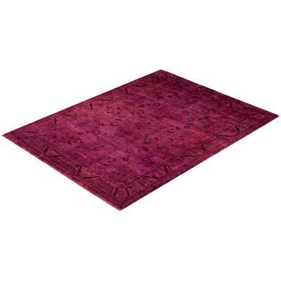 Overdyed Hand-Knotted Wool Modern-Contemporary Purple Area Rug 8' 10" x 11' 10"