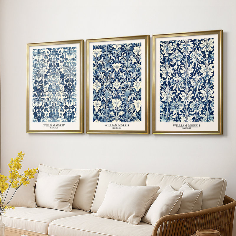 Collection de pièces de la collection Wmx DCVLVI de Wil Morris - Toile tendue avec châssis encadré - 3 pièces, Doré