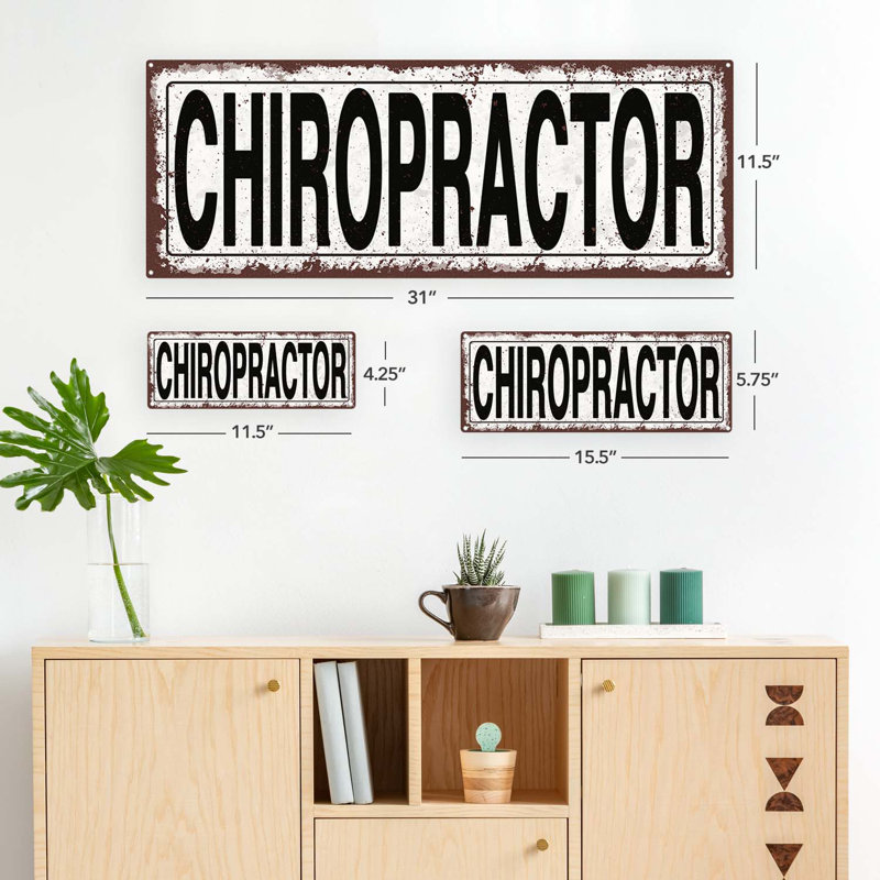 Enseigne en métal vieilli, chiropraticien, H 5,75 po x l 15,5 po