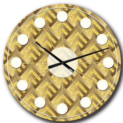 Motif à carreaux dorés - horloge murale moderne Mid-Century