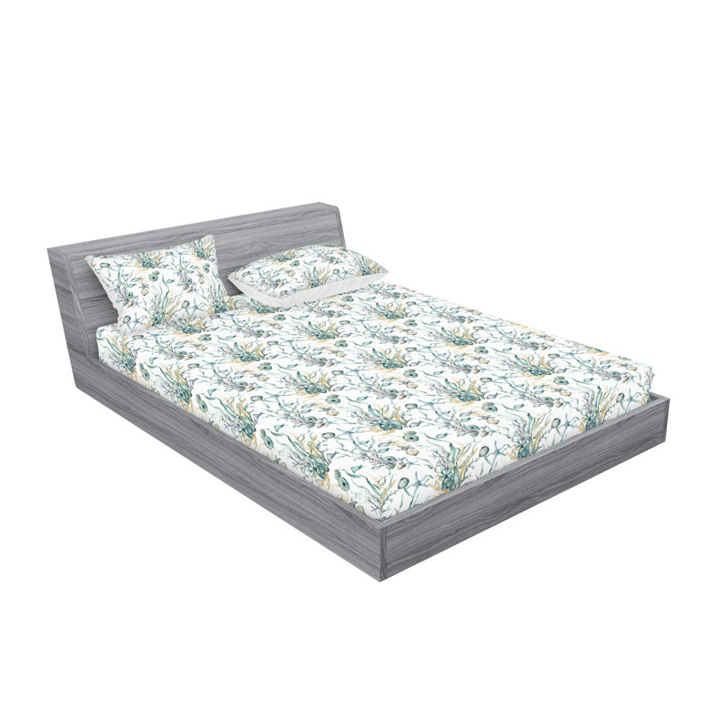 Ensemble de draps et taies décoratives Ambesonne Art Under the Sea, Ensemble de draps pour très grand lit avec 2 taie