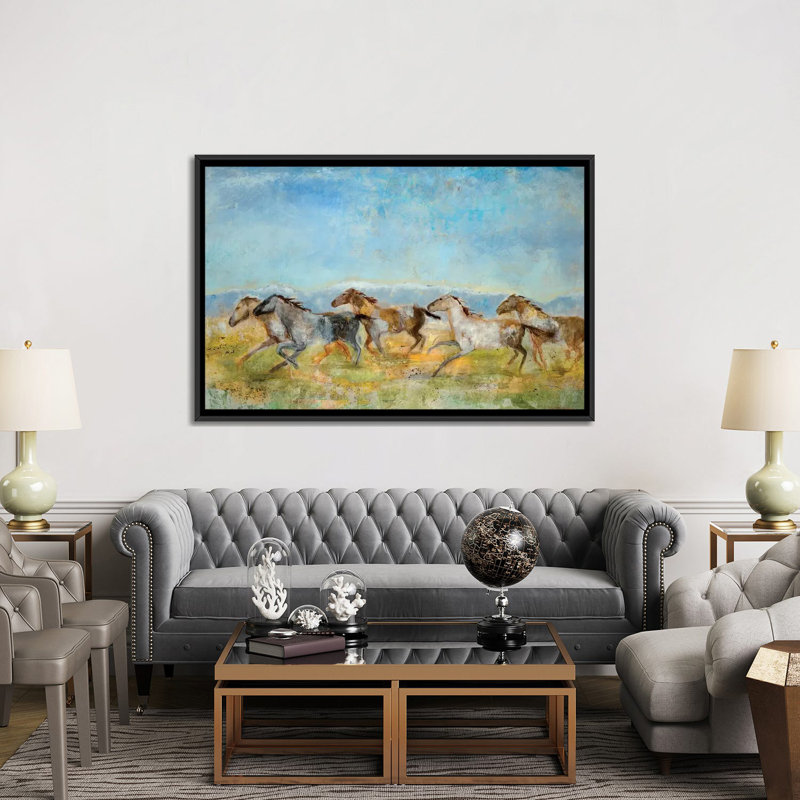 " Excitement " by Jill Martin, 18" H x 26" W x 1.5" D, Black Framed Canvas, No Mat