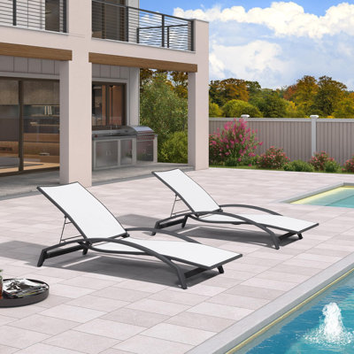Purple Leaf Patio Reclining Chaise Lounge Set Of 2 With Ptfe Fabrics And Curved Armrests by Purple Leaf