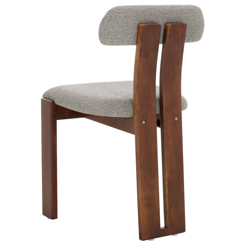 Cayde Boucle Dining Chair, Walnut, Gray