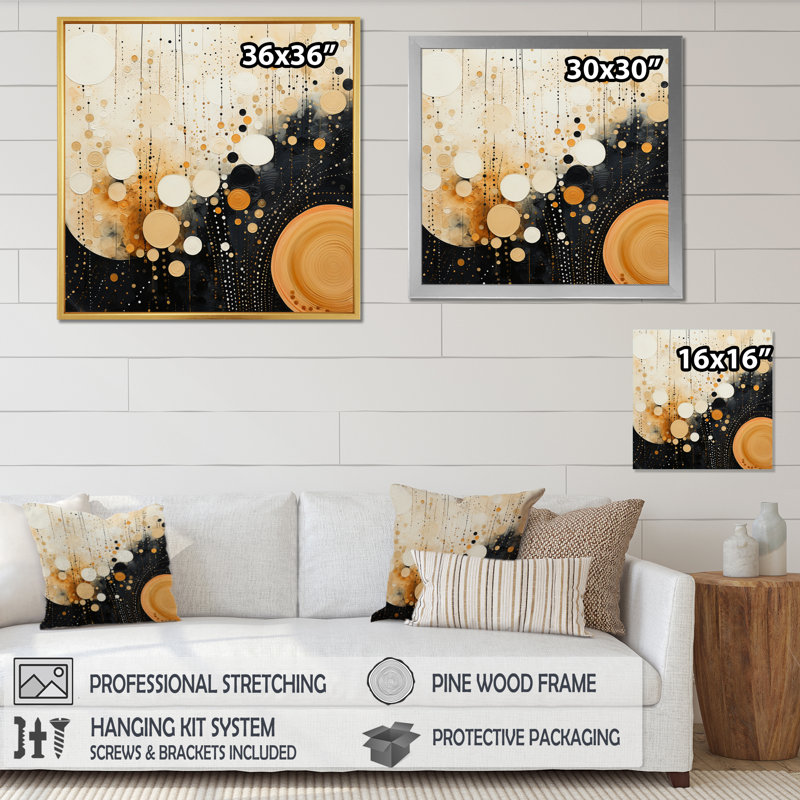 Monochrome Medley IV - Abstract Collages Canvas Wall Art, Cadre simple noir, H 24 po x l 24 po x P 1 po