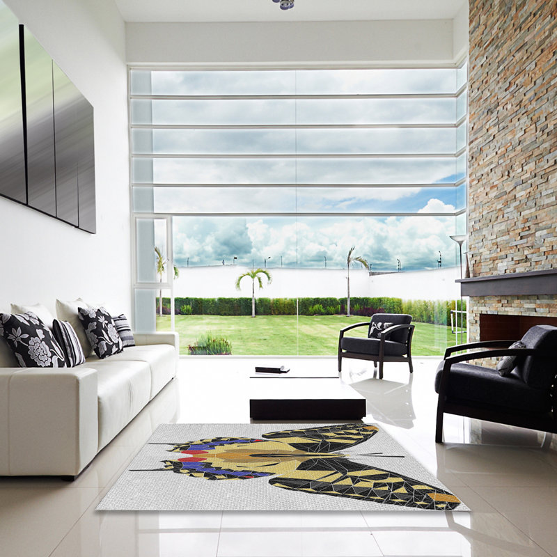 Jaune Tapis décoratif Janousek, Carré 6 pi