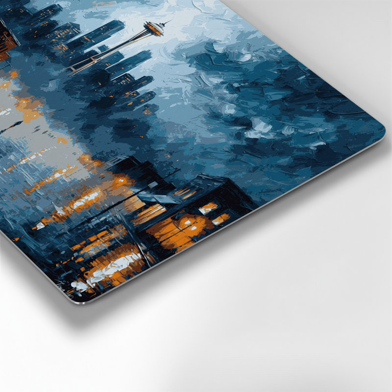 Art mural bleu en villes avec villes de Washington, H 11 po x l 14 po