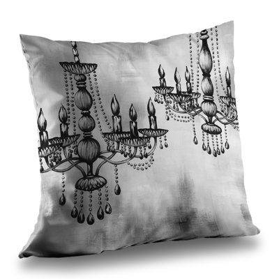 Two Crystal Chandeliers - Black Still Life Poly Twill Throw