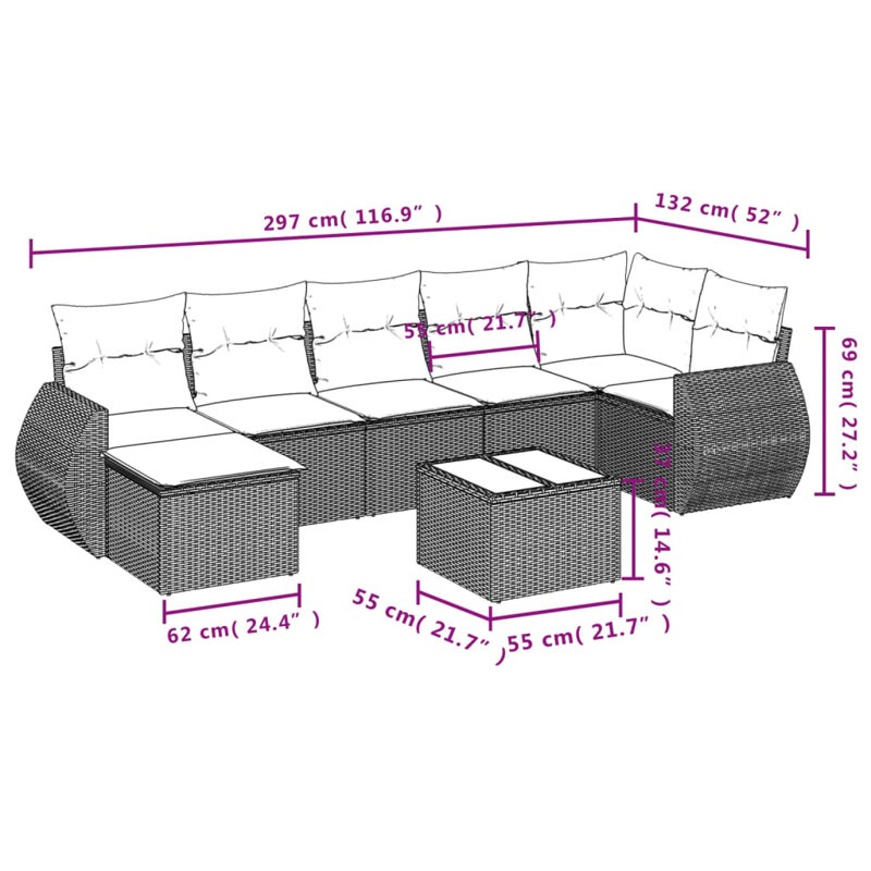  Garden Sofa Set Light Grey