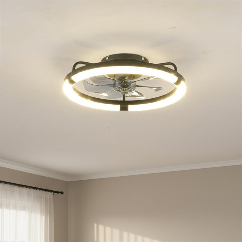 Équipé d'une source de lumière DEL et d'un ventilateur de plafond télécommandé, d'un ventilateur DEL intégré à intensité variable de 3000 à 6500 K, d'un moteur à courant continu silencieux à 6 vitesses, convient aux salons, aux chambres à coucher et aux cuisines - Noir mat