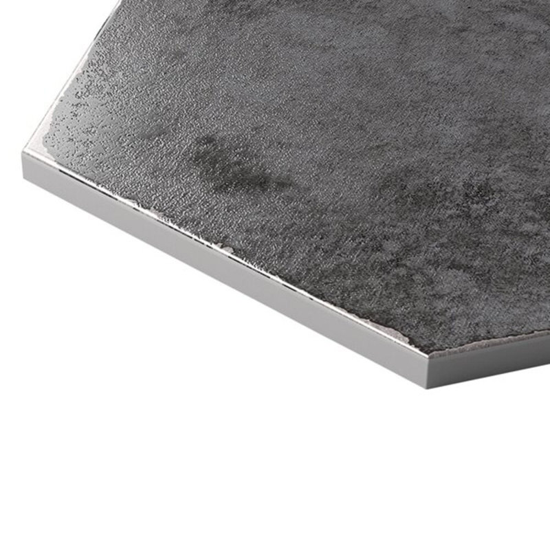 Kalay 9" Hexagon Polished Porcelain Tile, Antracite