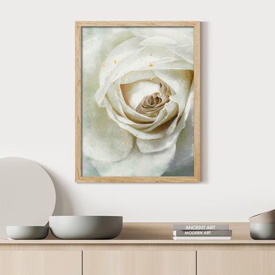 «Pastel Garden White Rose Wall Art Floral Botanical Prints Decor For Living Room, encadré sur papier»