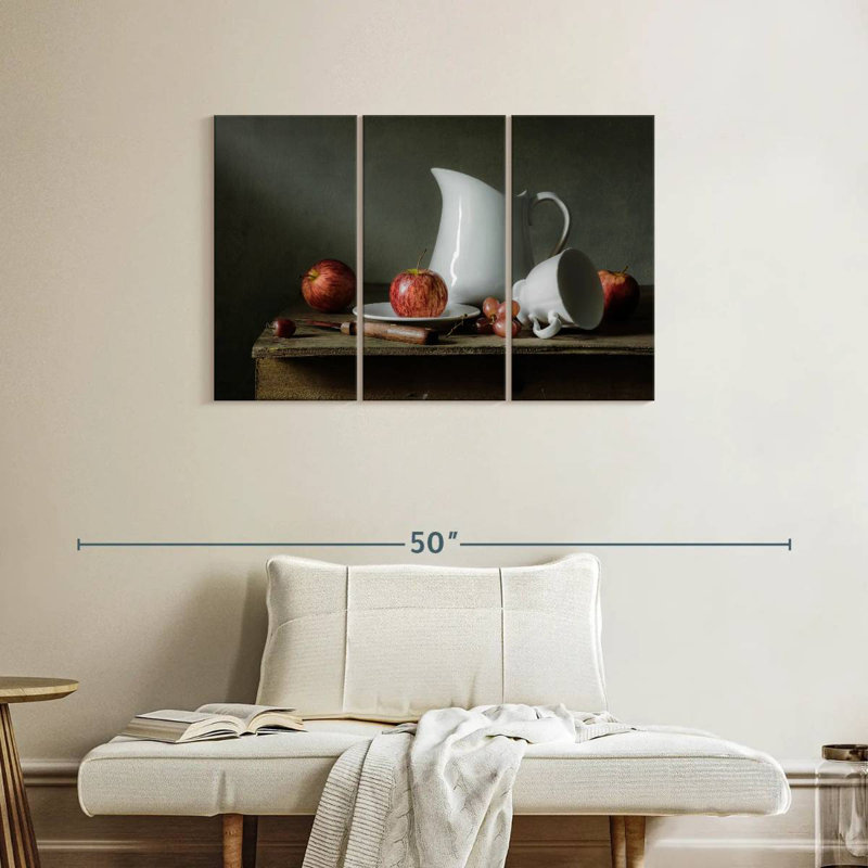 Senne, fruits et vaisselle, H 24 po x l 38 po