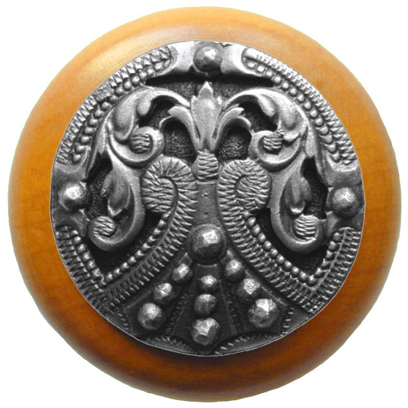 Poignée champignon de 1,5 po de diamètre Olde World, Étain antique / bois d'érable