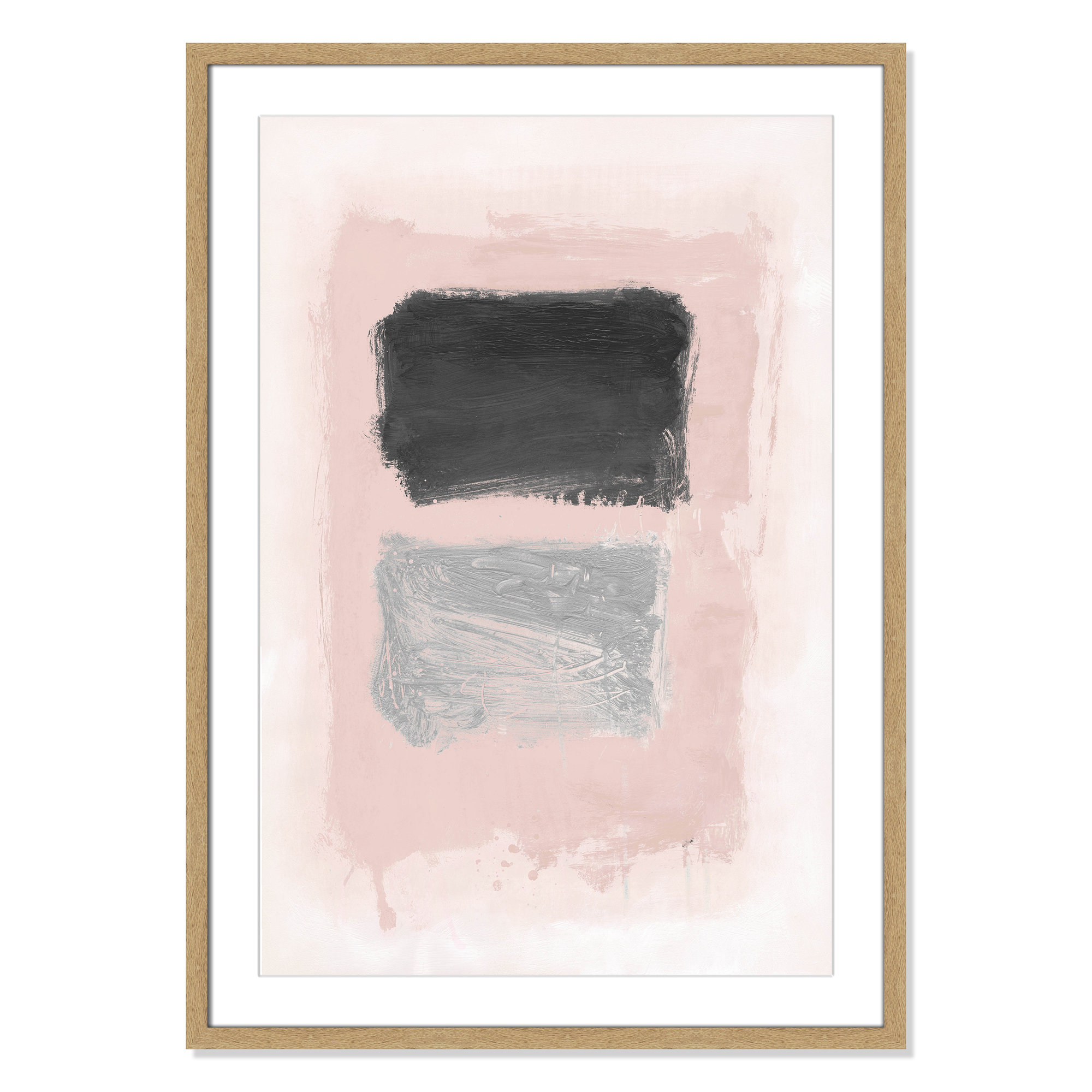 Pink, Black And Silver Shimmer I by Casa Fine Arts, 35.5" H x 25.5" W x 1.25" D, Natural Woodgrain Picture Framed