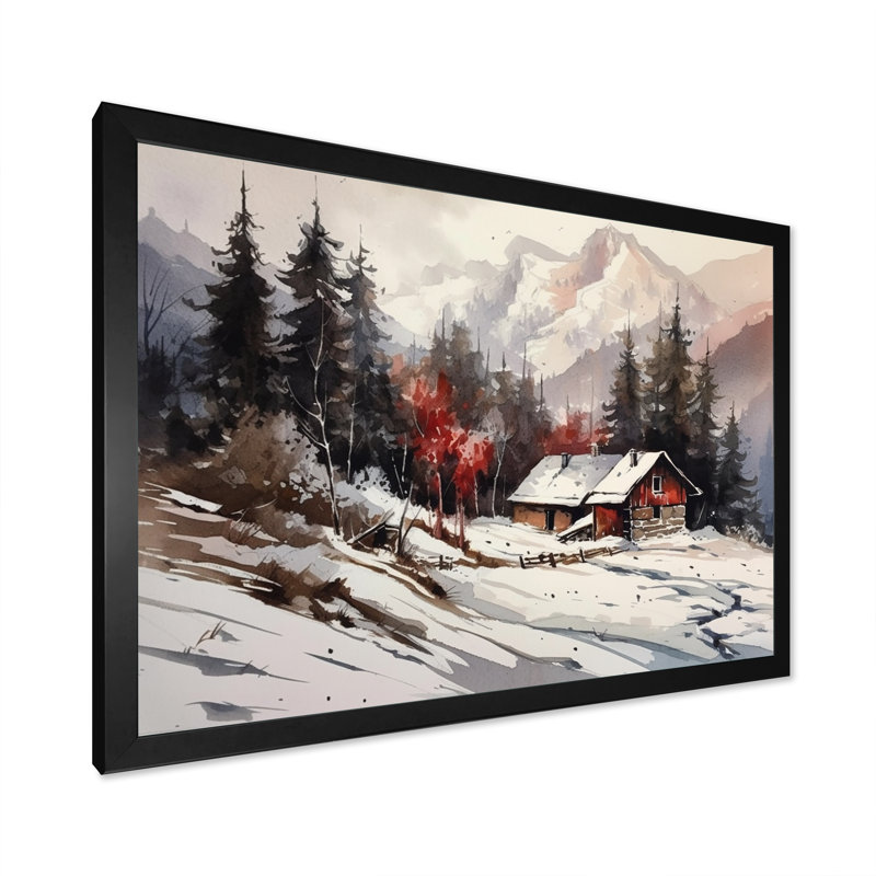 Neige couverte de montagnes II sur toile, Cadre photo noir, H 12 po x l 20 po x P 1 po