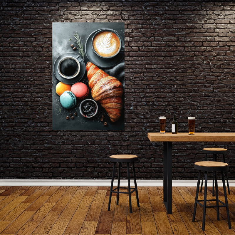 Cozy Coffee Petit déjeuner, art mural élégant, H 60 po x l 40 po