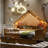 Full Size Wood Platform Bed With Storage And Guardrail-336736183
