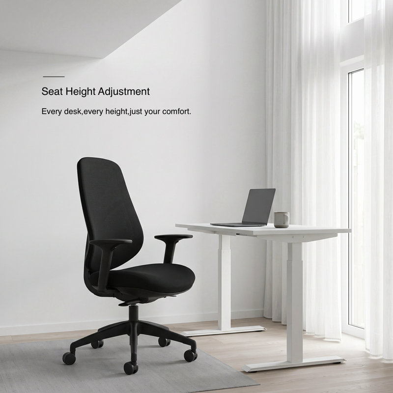 Ergonomic Mesh Home Office Chair with Adjustable Seat Depth, Height & Armrest, Modern Swivel Computer Desk Chair with wheels, Breathable Task Chair, BIFMA Certified