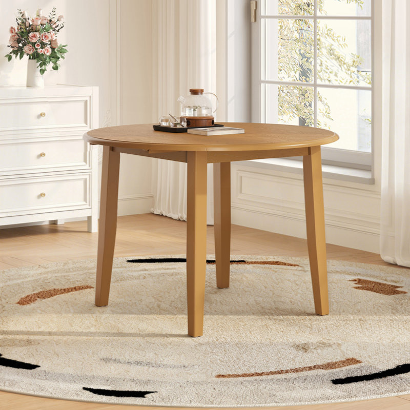 Table de salle à manger extensible ronde pour 2 à 4 personnes, table de salle à manger pliante en bois avec taille réglable, conception peu encombrante pour les petits appartements et les salles à manger
