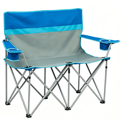 Camping Loveseat Chair for 2 Person, Folding Double Outdoor Chair High Back for Adults, Supports 660 lbs
