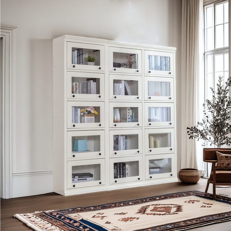 Solid wood flip door dustproof bookcase