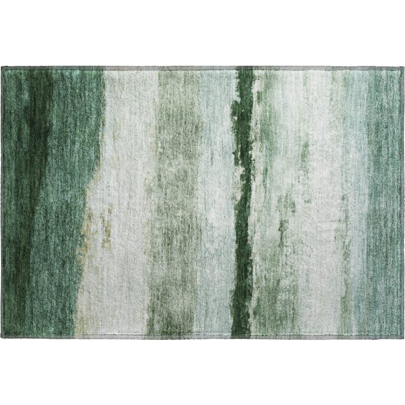 Premium Machine Washable Mayfield Striped Rug, 1'8" x 2'6", Fern