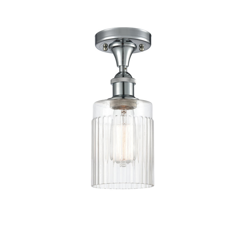 Plafonnier semi-encastré en verre Kamena, Chrome poli, Clair, Ampoule DEL 6 watts rétro