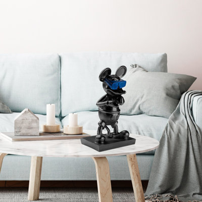 Objet décoratif peint à la main, noir et bleu, 7,1 x 12,6 x 4,7 pouces | 100% polyester, poids léger 2,3 lb | Accent unique pour la maison, parfait pour le salon et le bureau, des variations de couleur peuvent se produire