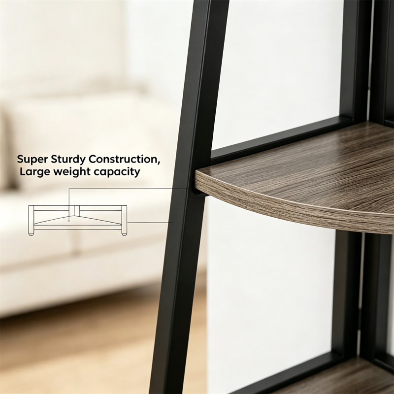 Étagère d'angle moderne à 5 niveaux - Grand support de rangement de style industriel, Gris
