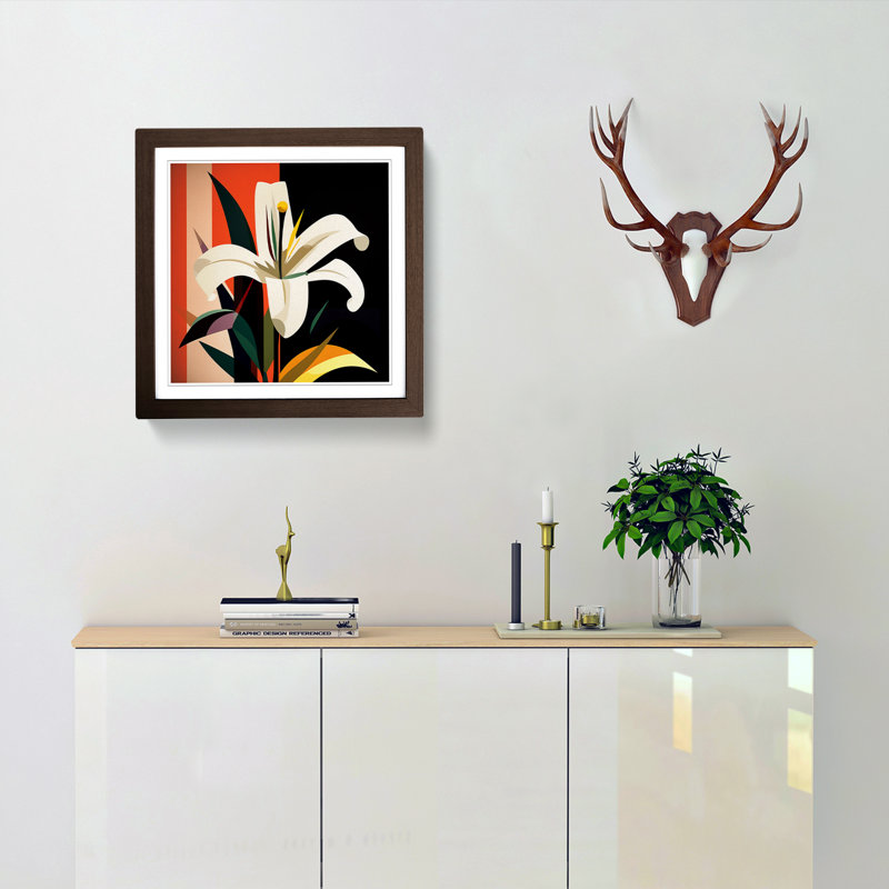Lily Flower Bauhaus No.1 - Framed Print, Walnut