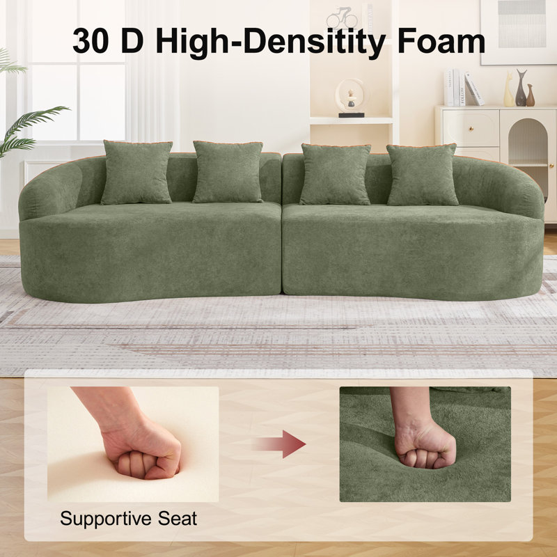 Canapé incurvé Boneless en chenille - sans assemblage, 4, Vert