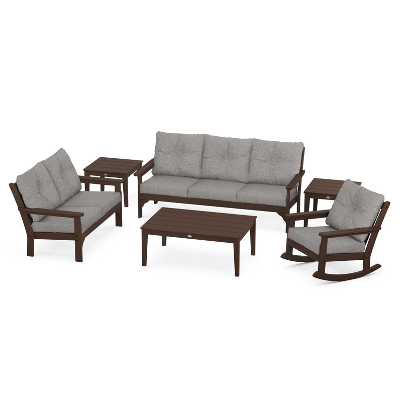 Vineyard 6-Piece Deep Seating Set, Grey Mist, Mahogany