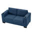 Accoudoirs carrés de 67,7 po de style moderne bleu avec porte-gobelet et rangement, sièges à ressorts hélicoïdaux pour le salon, coussins de poche confortables, structure en bois massif