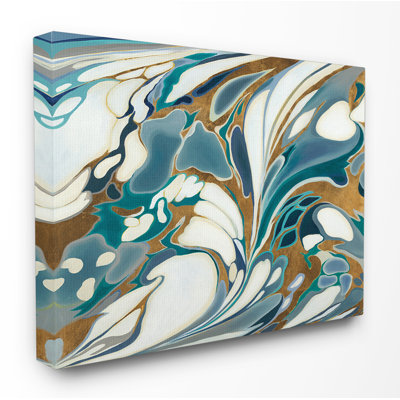 «Blue and Gold Water Marble» par Third and Wall - impression sur toile tendue