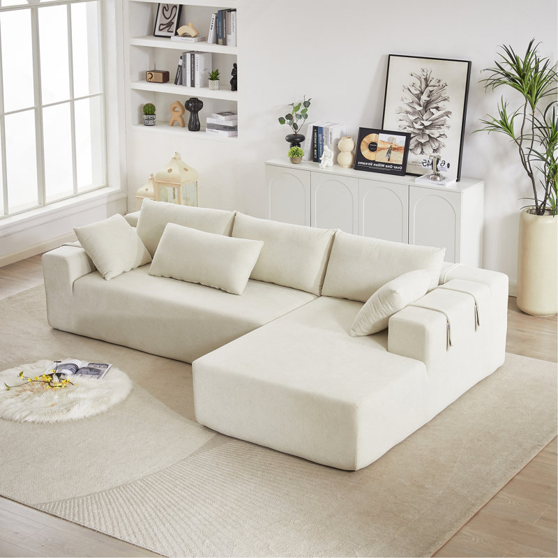 Ensemble de canapé modulaire rembourré Modern Chenille, Beige